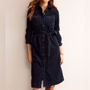 Boden Blue Eloise Cord Midi Shirt Dress Navy Size 8